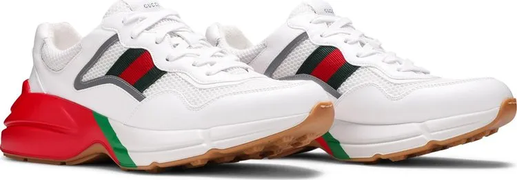 Gucci Rhyton White Red Green Reflective Sneakers, white