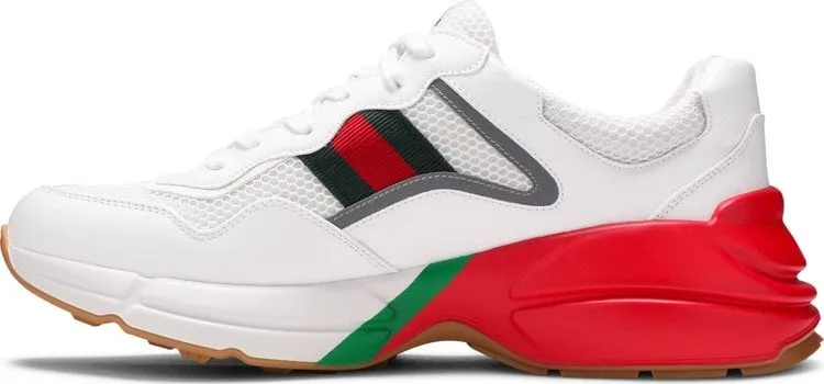 Gucci Rhyton White Red Green Reflective Sneakers, white