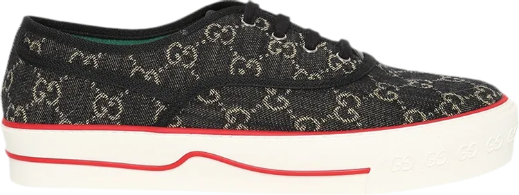 Gucci Tennis 1977 Low GG Logo Sneakers - Black Denim, black