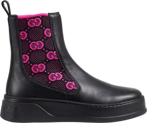 Gucci Wmns Boot GG Jersey Sneakers - Black Fuchsia, black