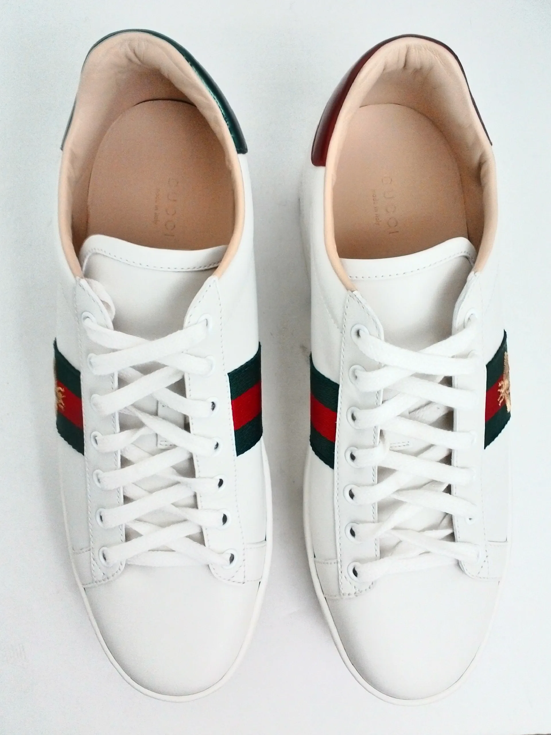 Gucci Women's Miro sot silk White/Red/Green Platform Sneakers Size 42