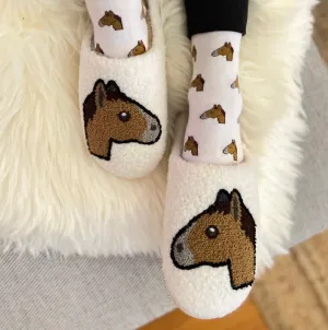 Horse Head Emoji Equestrian Slippers Slip Ons