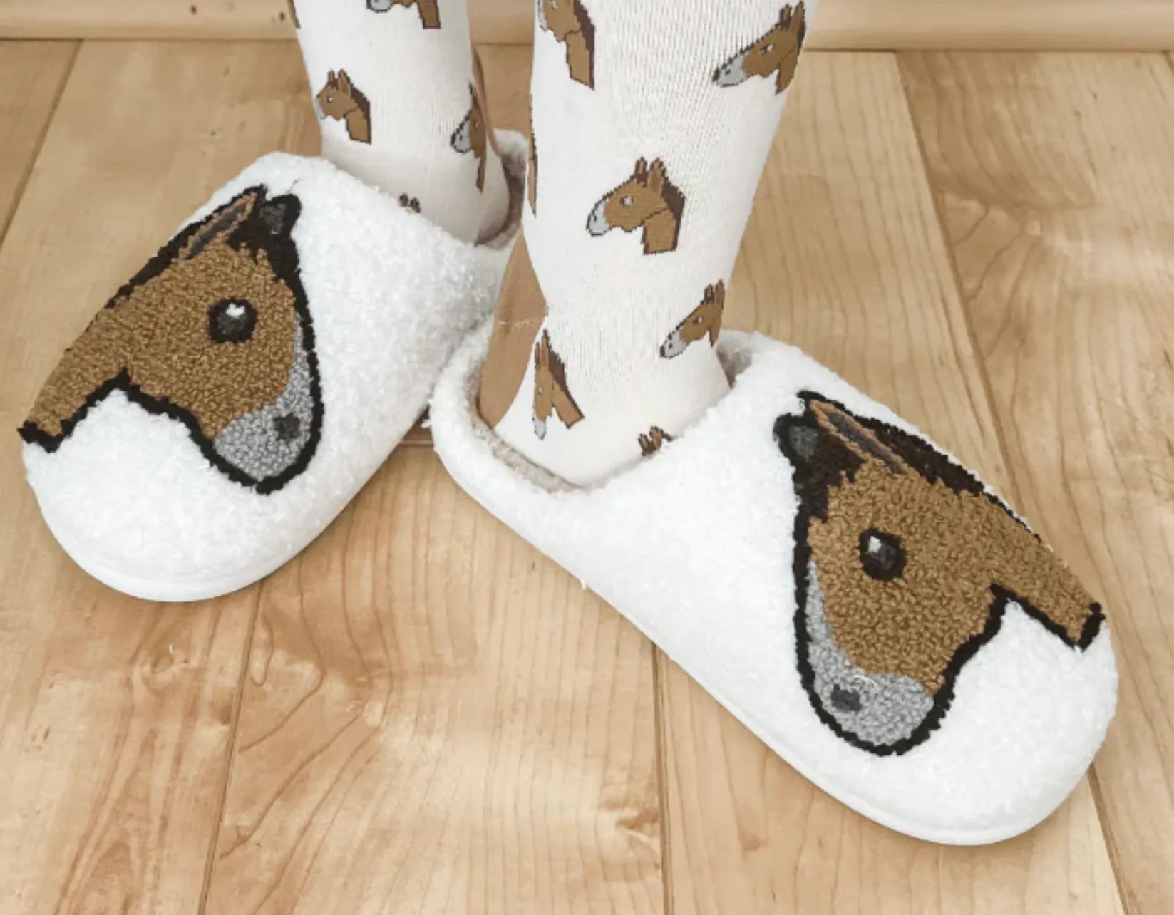 Horse Head Emoji Equestrian Slippers Slip Ons