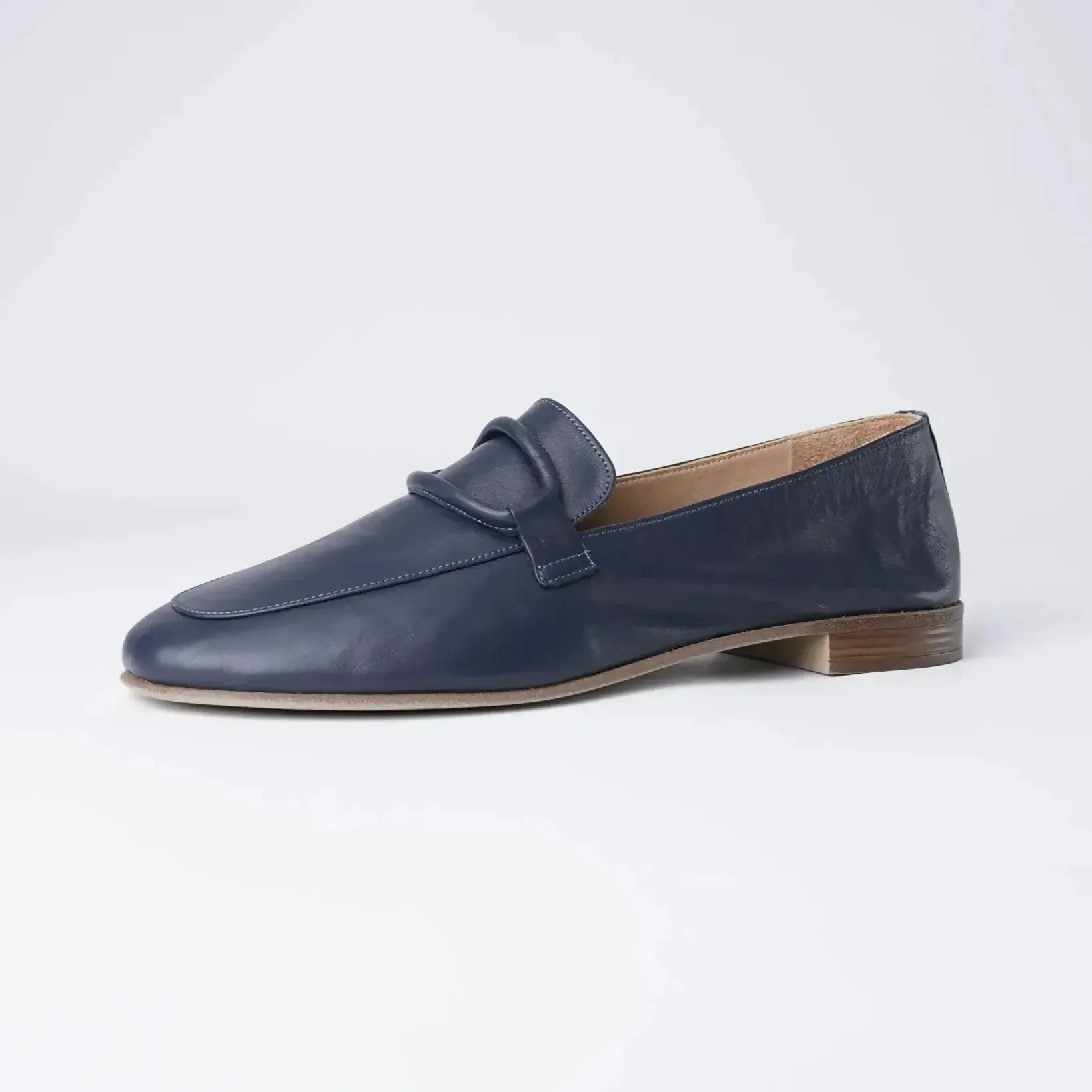 Joanne Navy Leather Loafers