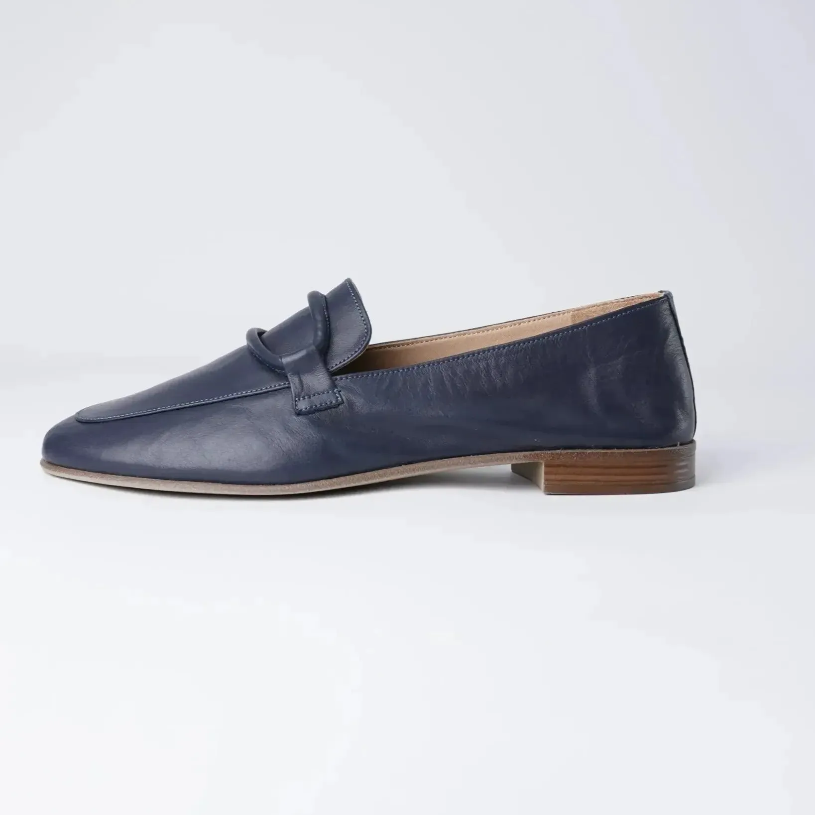 Joanne Navy Leather Loafers