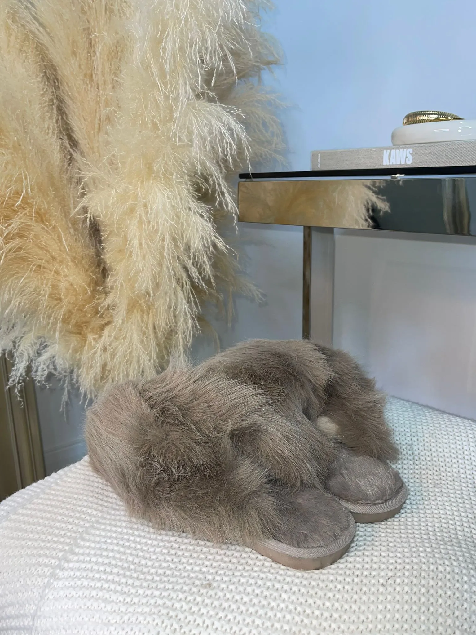 Kelise Faux Fur Slippers- Mocha