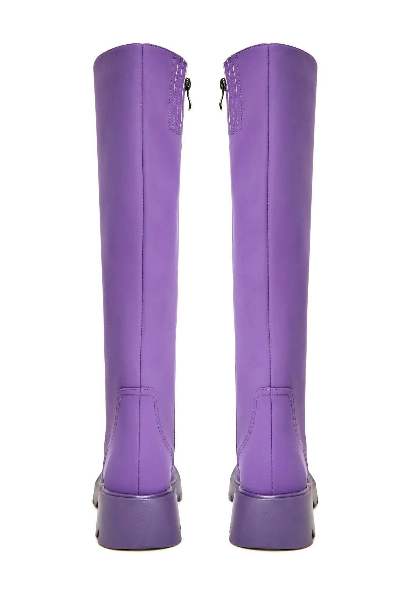 Knee-High Chunky Sole Boots - Purple