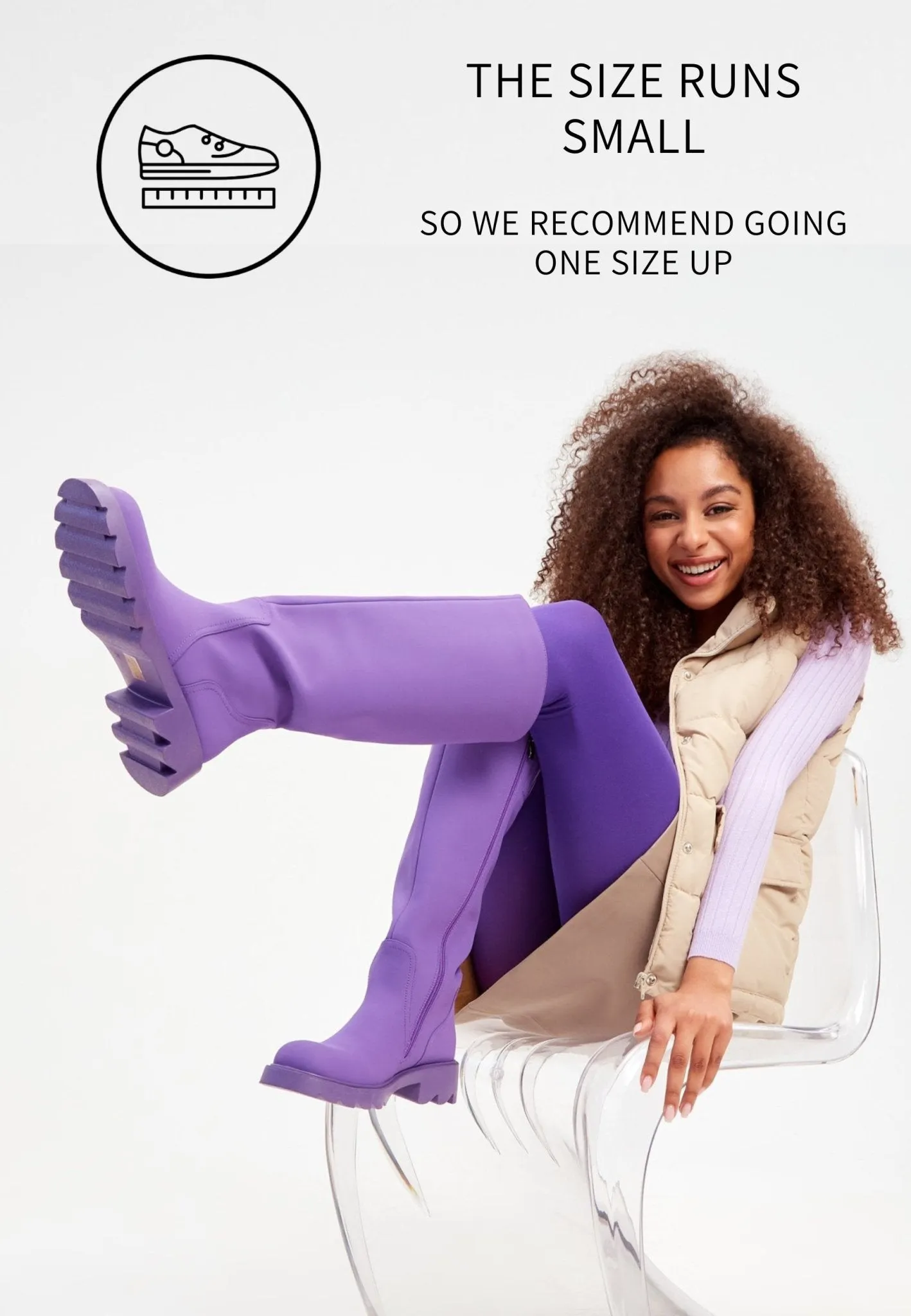 Knee-High Chunky Sole Boots - Purple