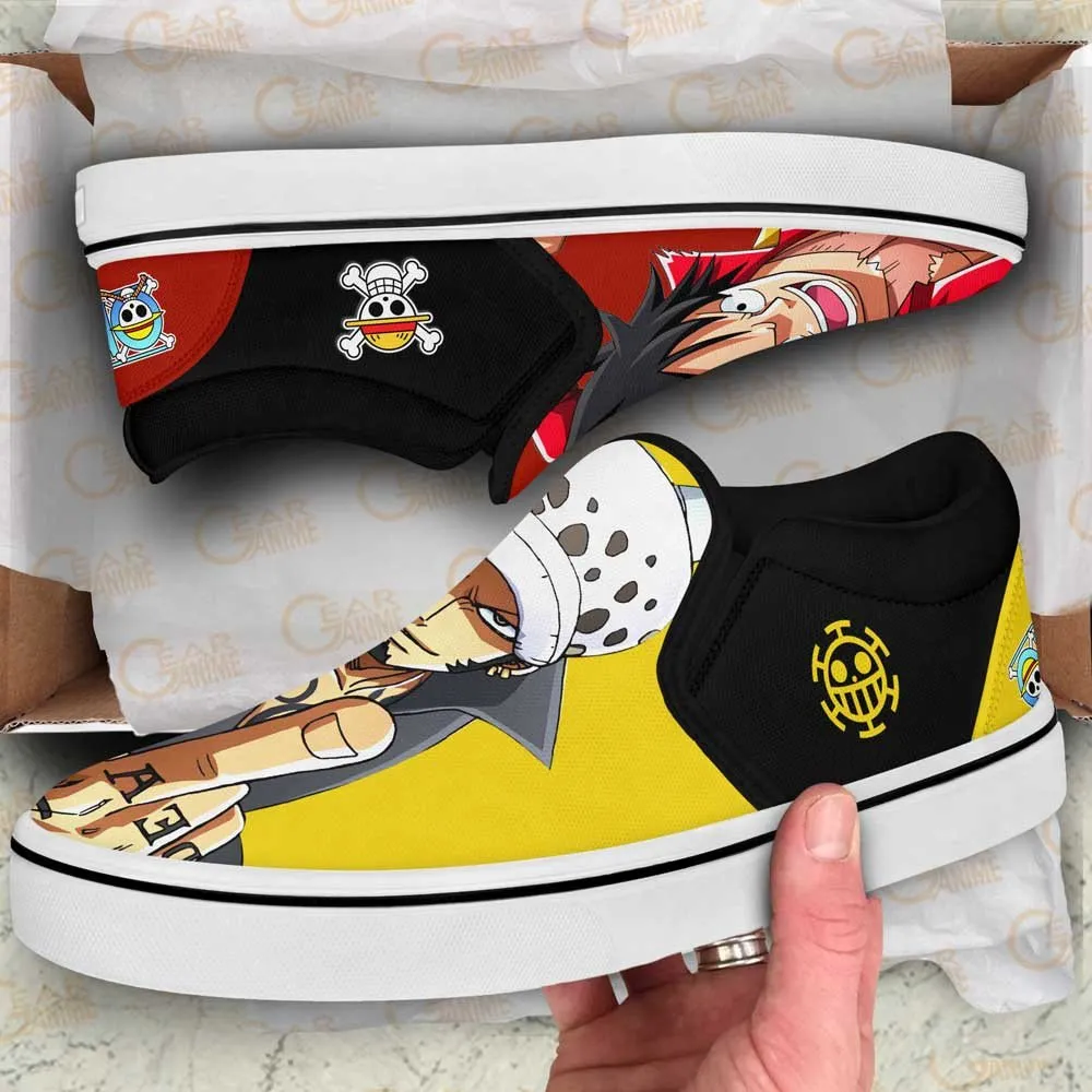 Luffy and Law Slip On Sneakers Custom Anime OP Shoes