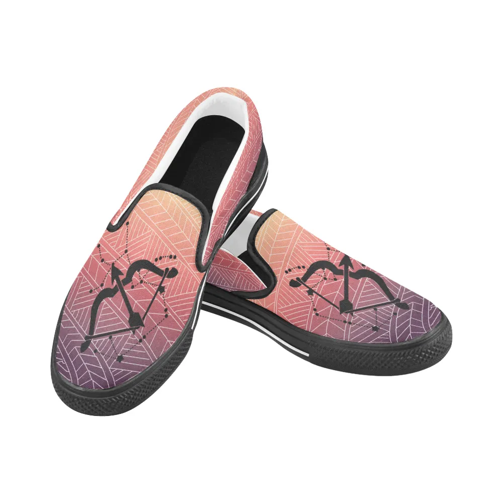 Men's Sagittarius Archer Zodiac Print Canvas Slip-on Shoes