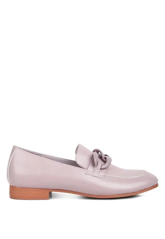 Merva Chunky Chain Leather Loafers