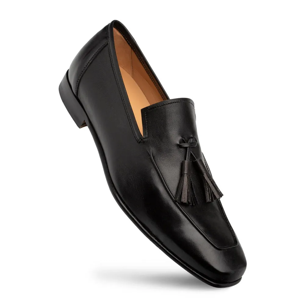 Mezlan Javea 21146 Men's Shoes Black Smooth Calf-Skin Leather Tassels Loafers (MZ3695)