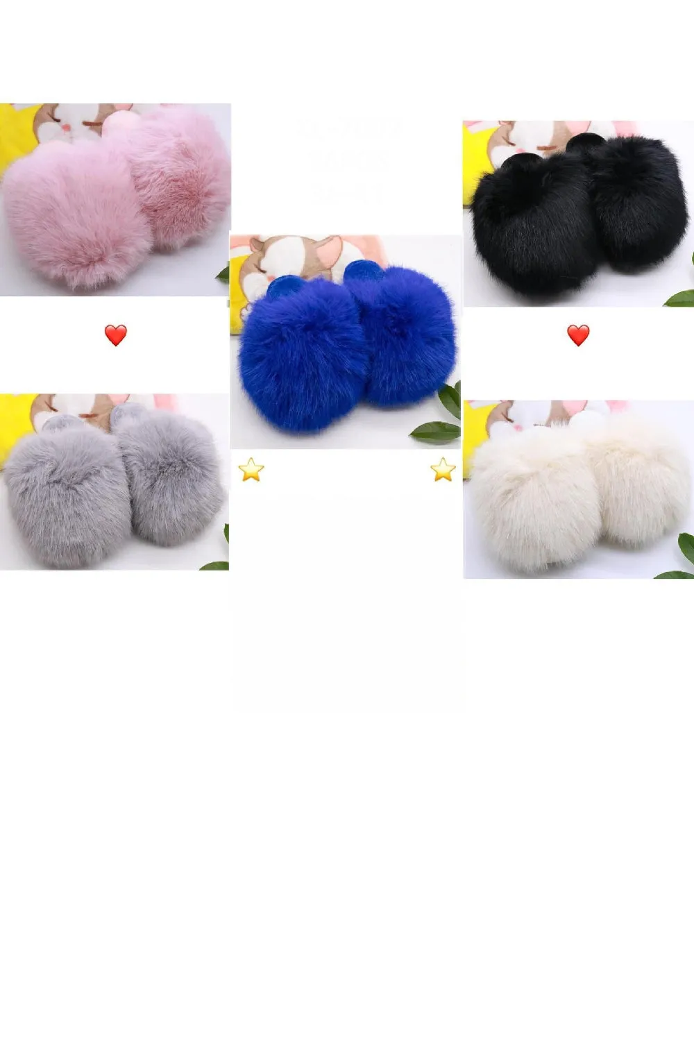 MIXED COLOUR EXTREME FAUX FUR FLUFFY SLIPPERS (PACK OF 36 PAIRS)