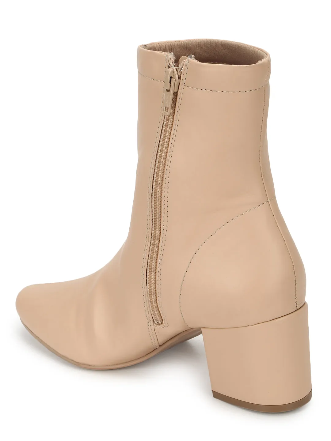 Nude PU Zip Up Block Heel Ankle Boots (TC-ST-1177-NUDPU)