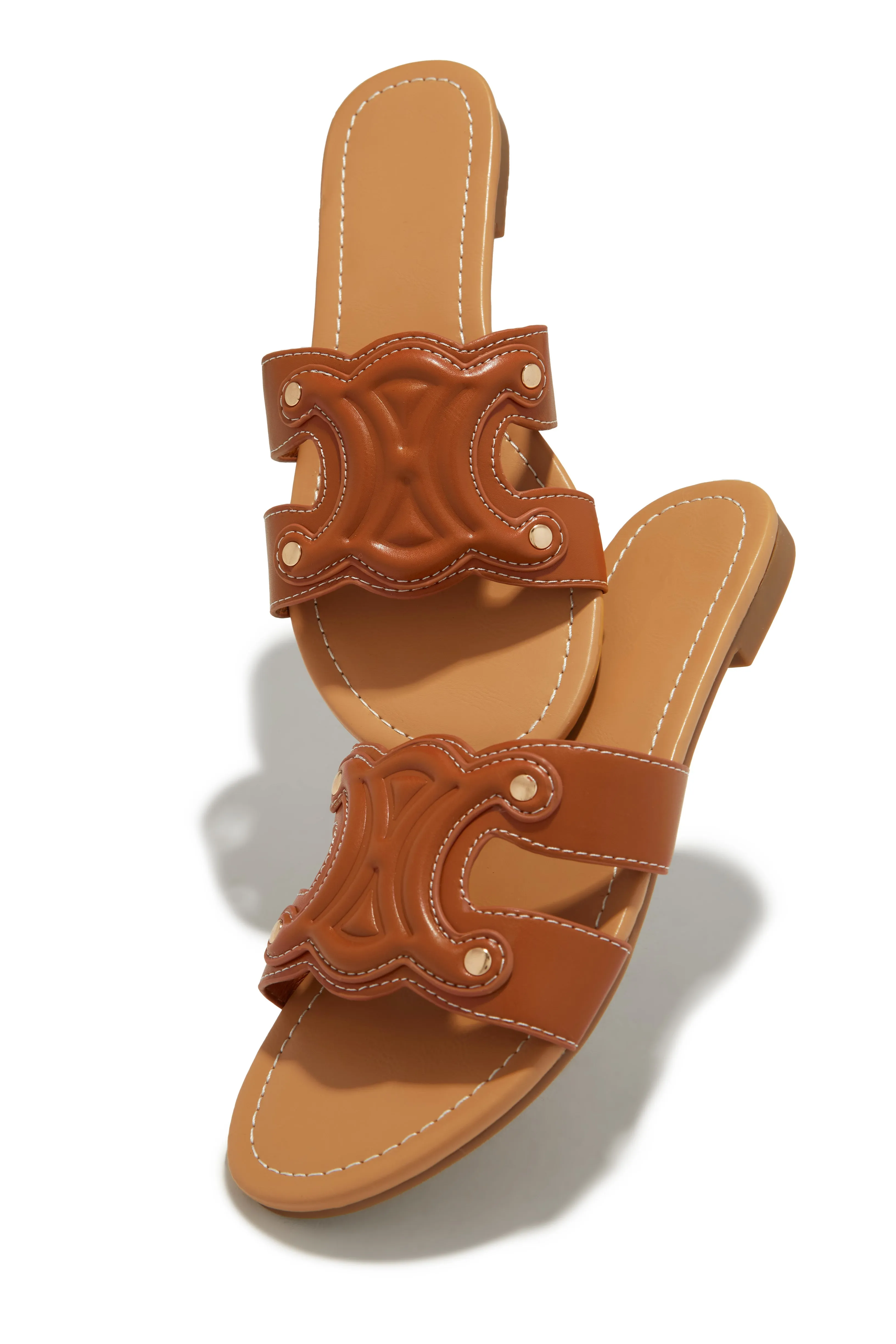 Paris Trips Slip On Sandals - Tan