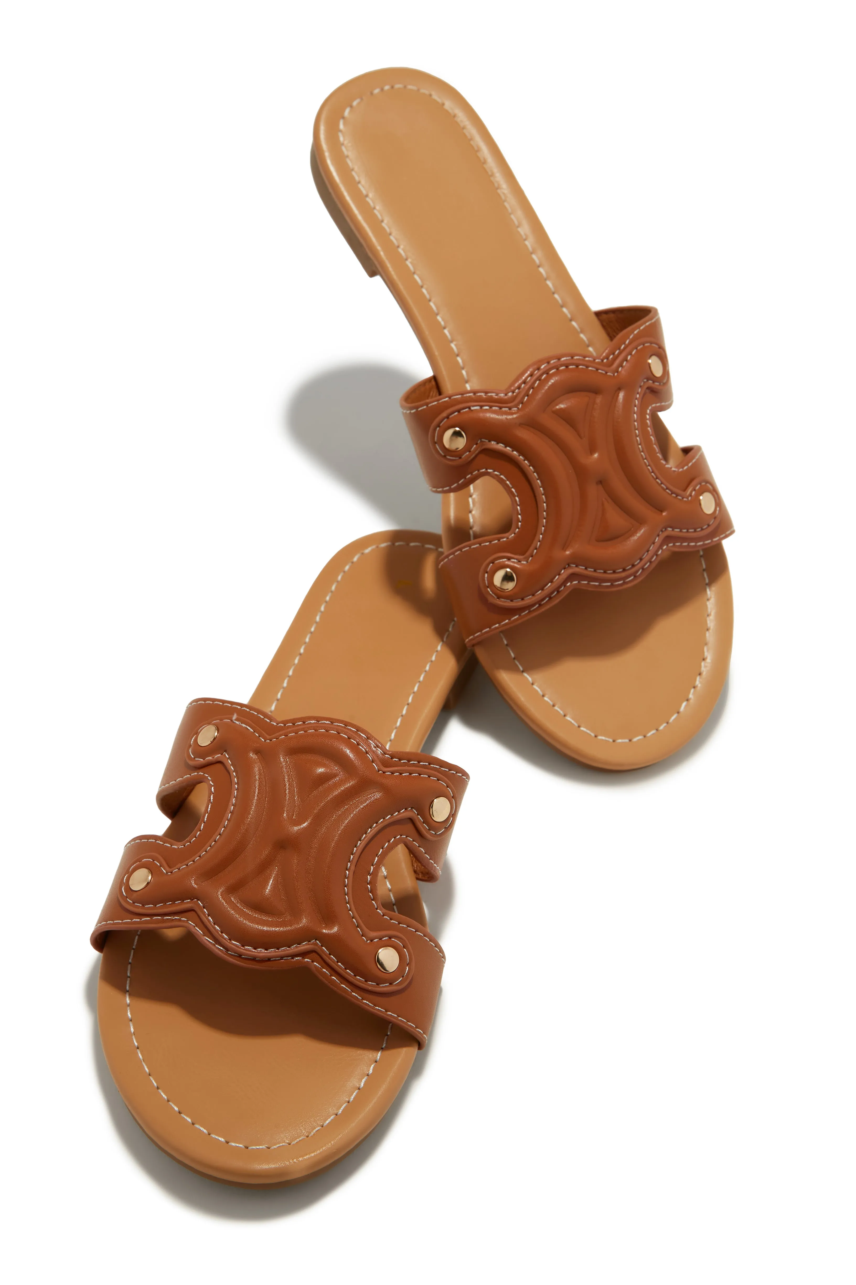 Paris Trips Slip On Sandals - Tan