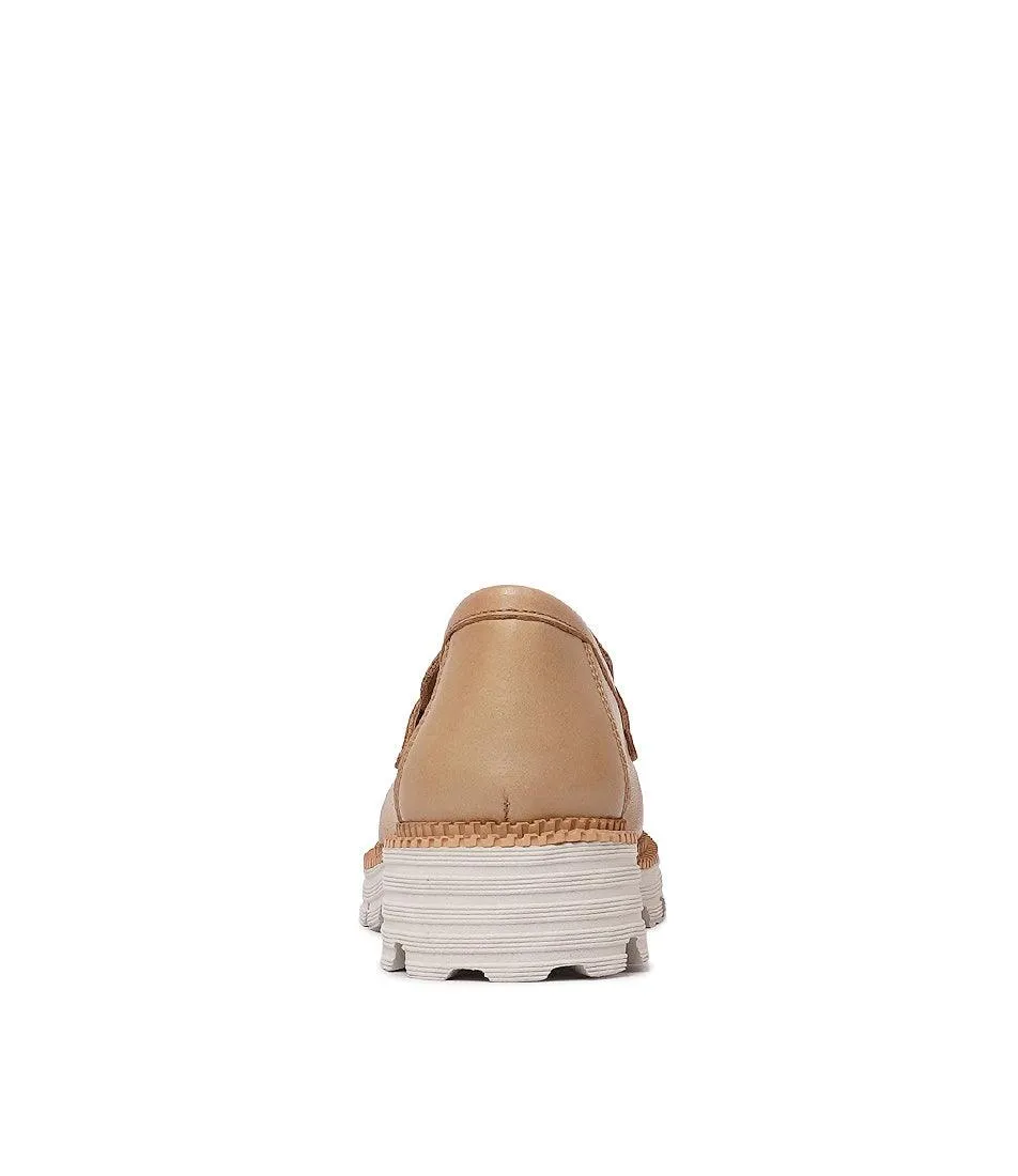 Penny Beige Leather Loafers