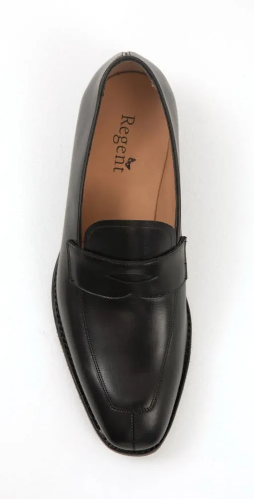 Regent - 'Henry George' Split-Toe Penny Loafer - Black Calf Leather