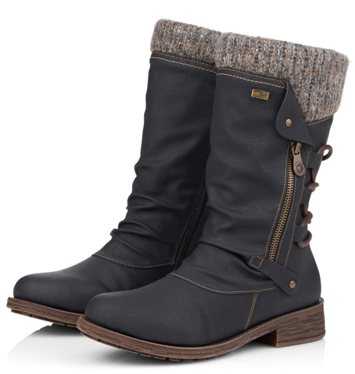 Remonte D8070-01 Mombasa Black Combination Mid-Calf Tex Boots