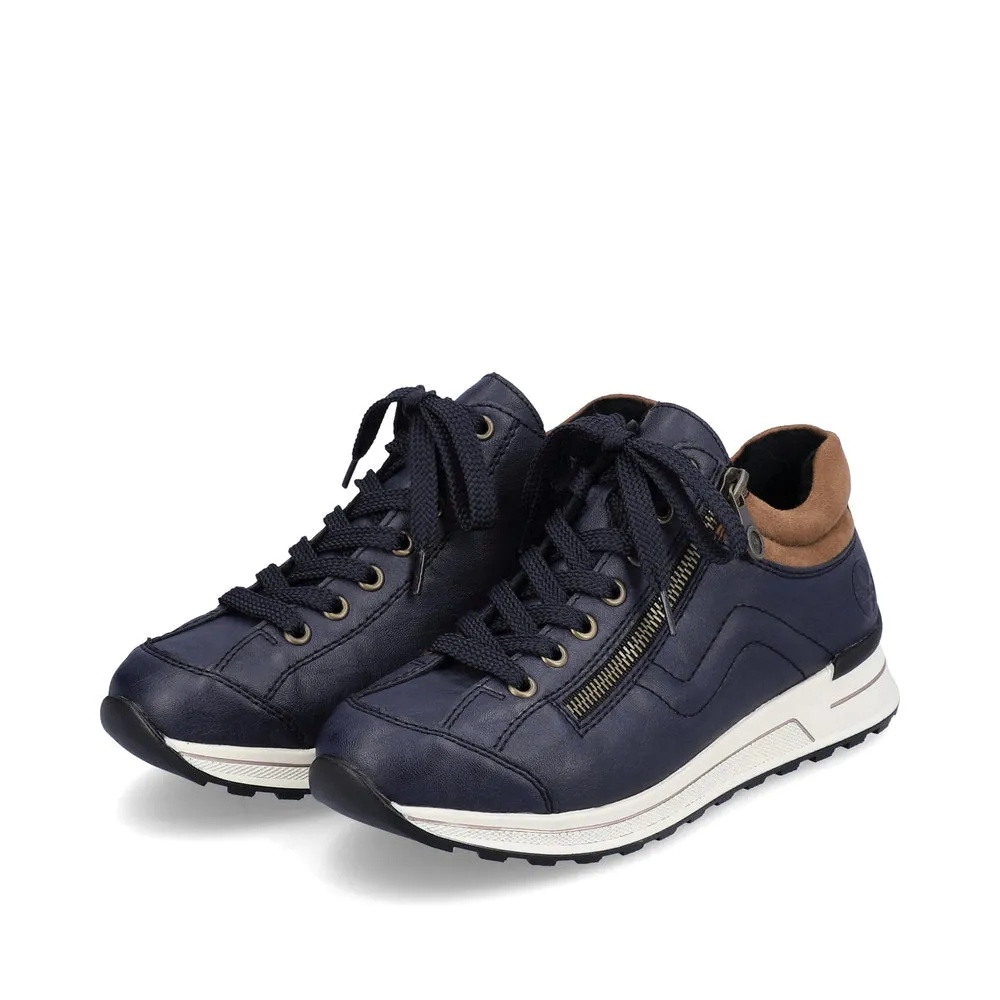 Rieker Ladies Sneakers Half Boots Navy Soft Uppers Zip Trainers N1400-14 sale