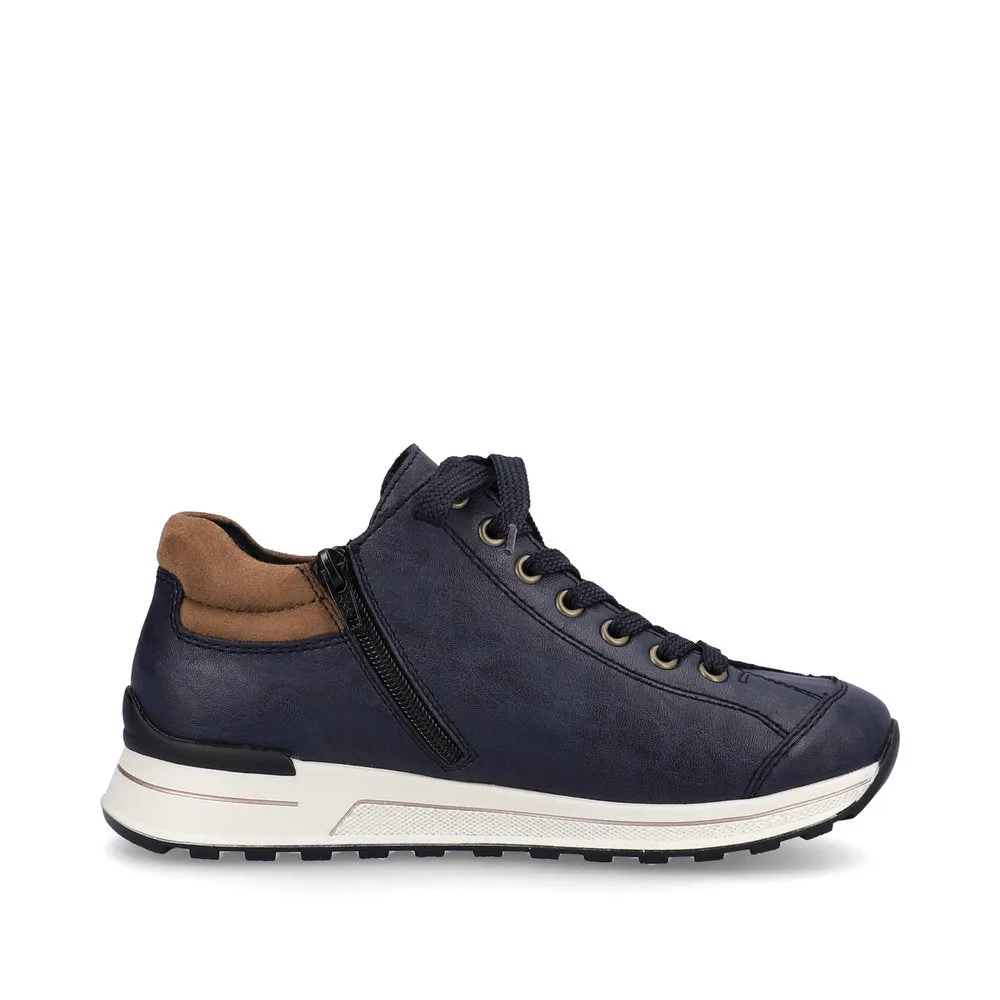 Rieker Ladies Sneakers Half Boots Navy Soft Uppers Zip Trainers N1400-14 sale