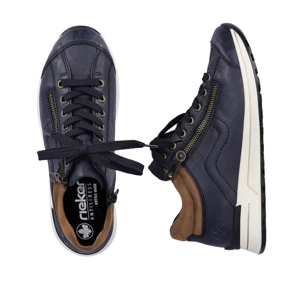 Rieker Ladies Sneakers Half Boots Navy Soft Uppers Zip Trainers N1400-14 sale