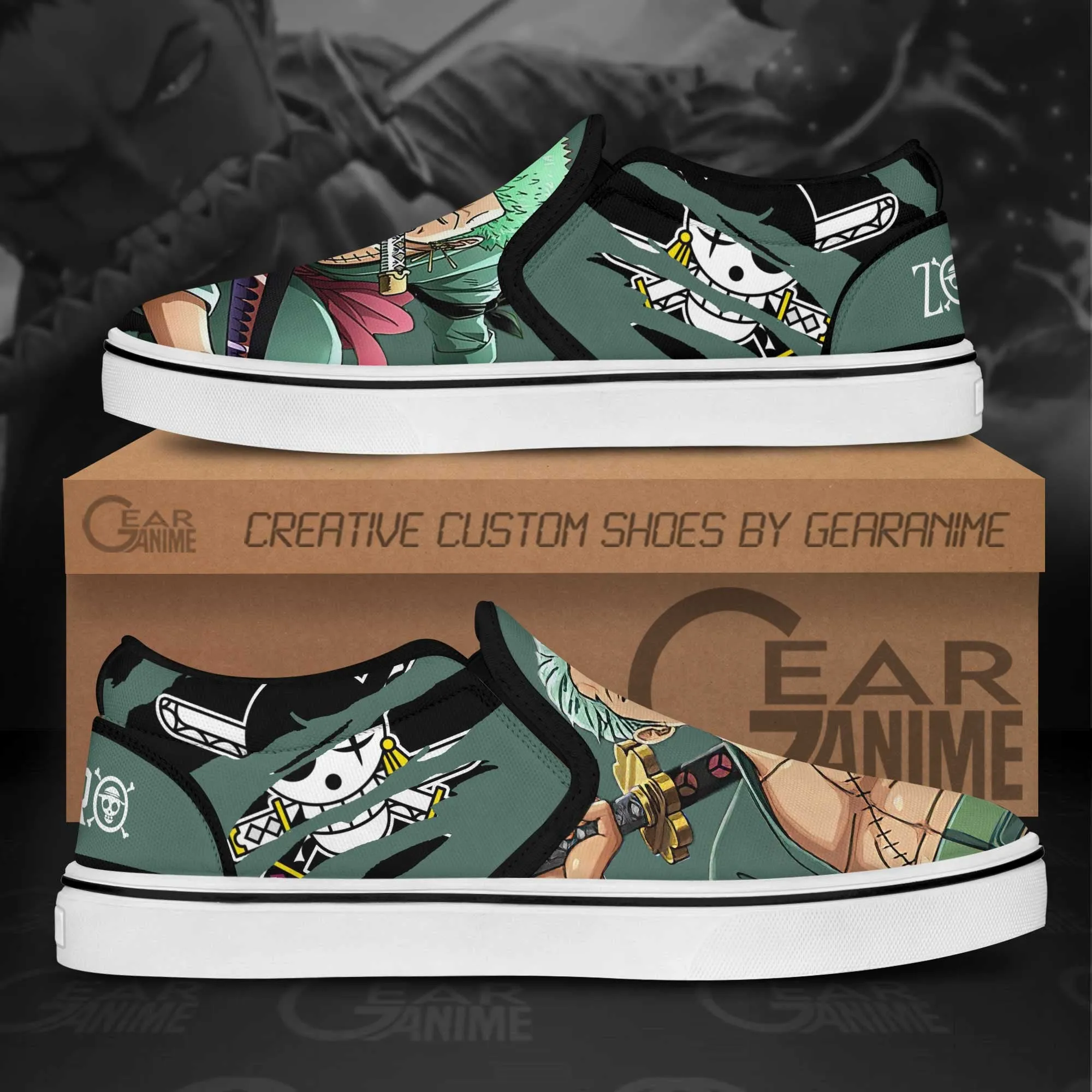 Roronoa Zoro Slip On Sneakers OP Custom Anime Shoes