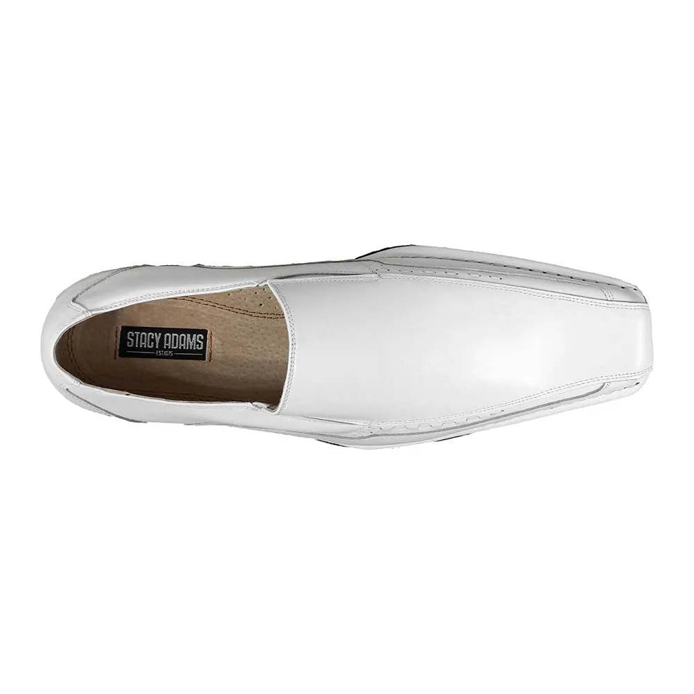 STACY ADAMS Templin White Real Leather Slip-Ons