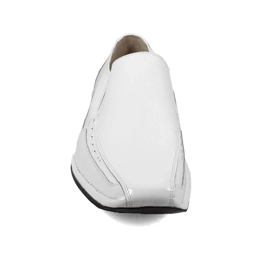 STACY ADAMS Templin White Real Leather Slip-Ons