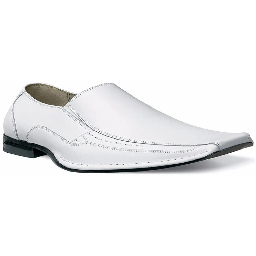 STACY ADAMS Templin White Real Leather Slip-Ons