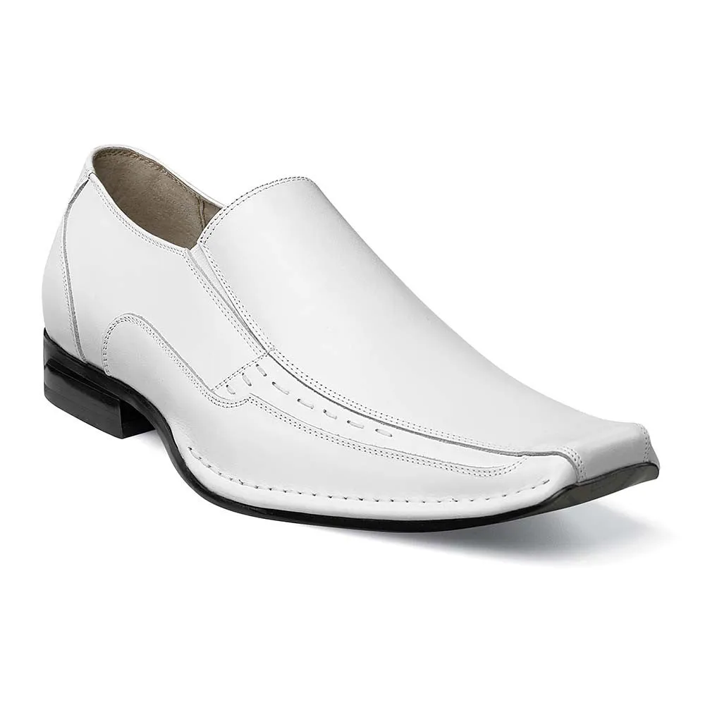 STACY ADAMS Templin White Real Leather Slip-Ons