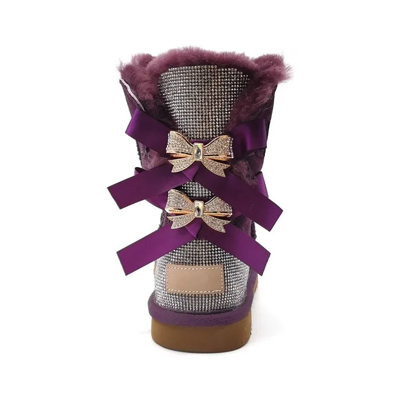 stylish winter boots for women in stock Sparkle with bow with jewel winter   boots