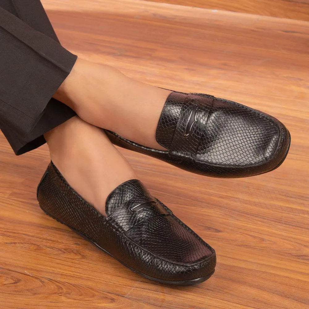 The Astro Black Men's Leather Loafers Tresmode