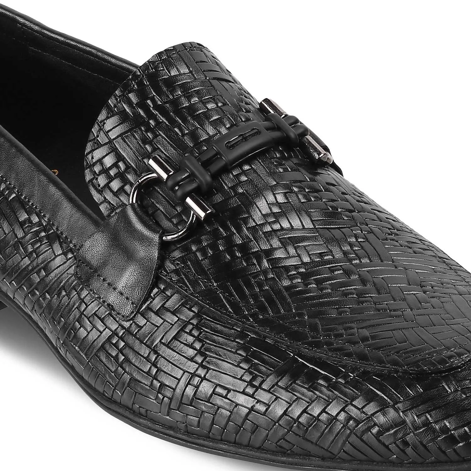 The Crint Black Men's Leather Loafers