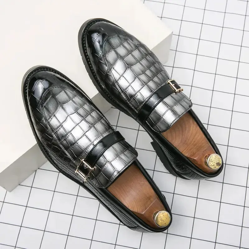 The Monzino - Men's Elegant Dress Shoes Monk-strap Loafers (Crocodile pattern)