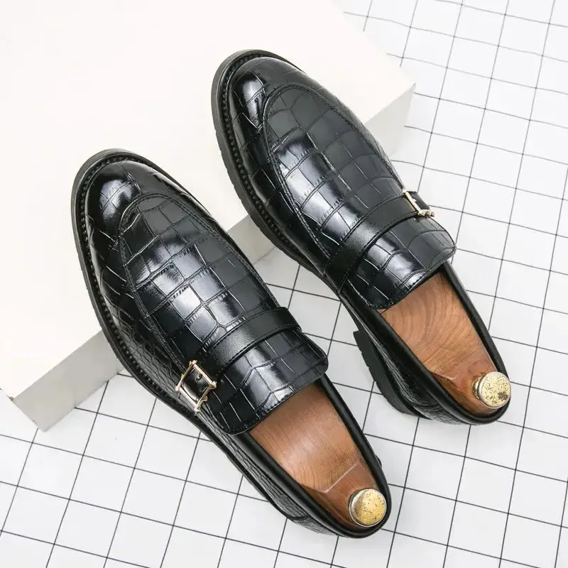 The Monzino - Men's Elegant Dress Shoes Monk-strap Loafers (Crocodile pattern)