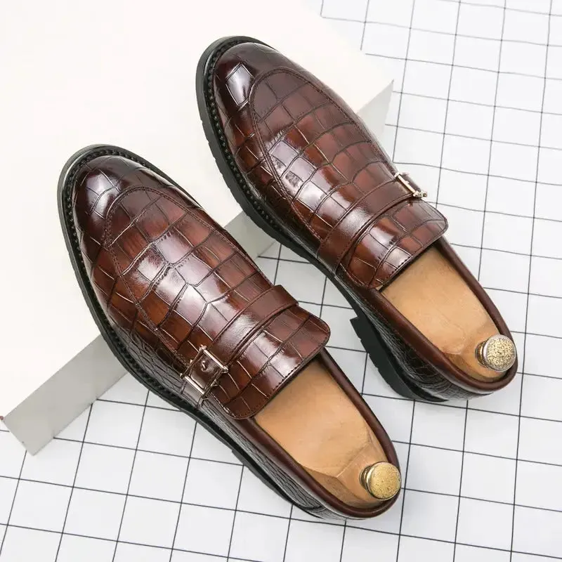 The Monzino - Men's Elegant Dress Shoes Monk-strap Loafers (Crocodile pattern)