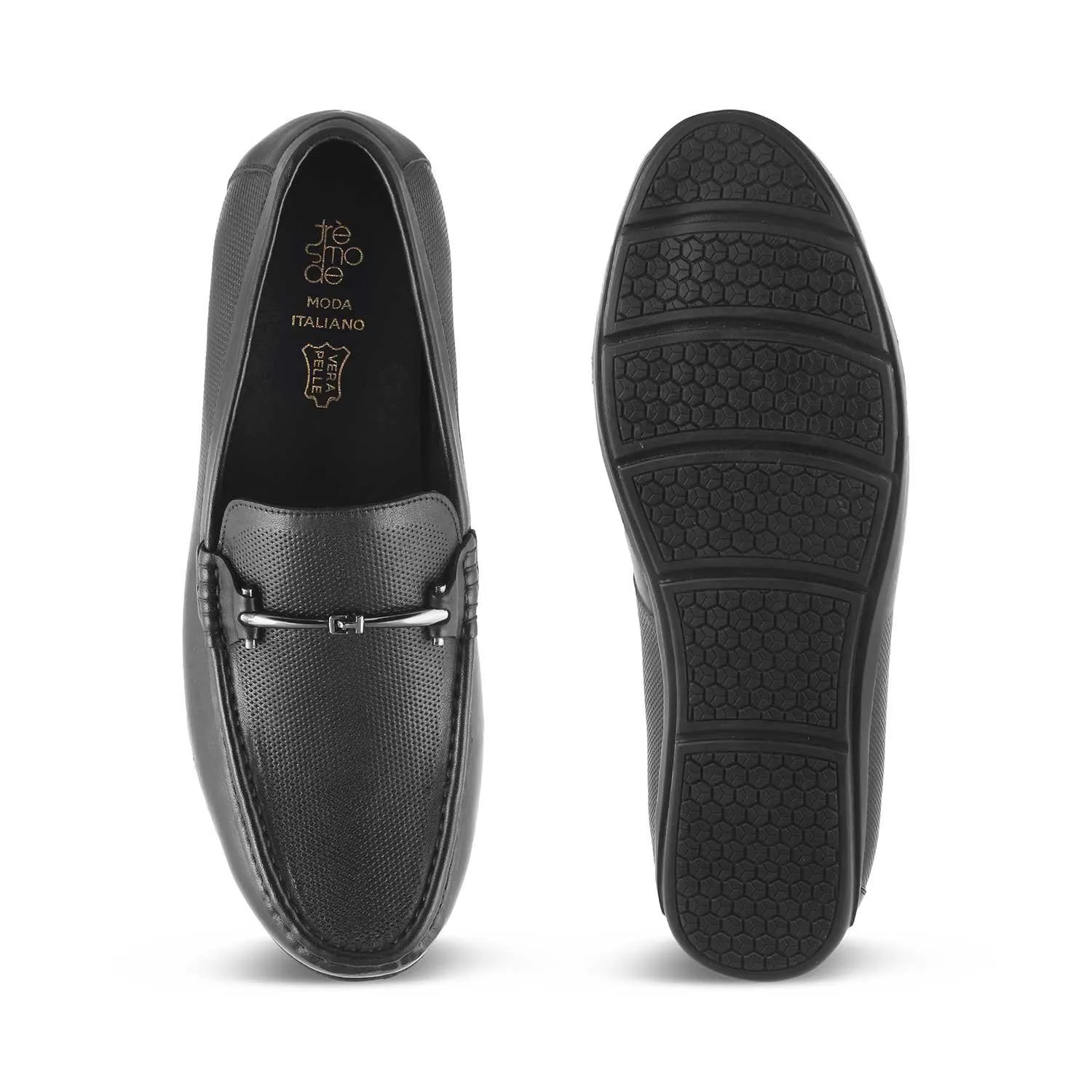 The Nimbia Black Men's Leather Loafers Tresmode