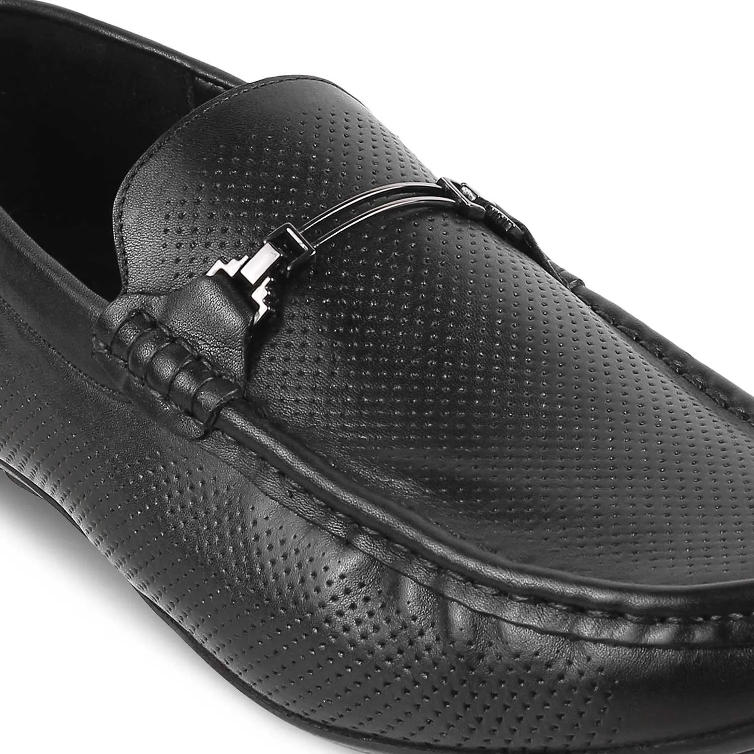 The Open-2 Black Men's Leather Loafers Tresmode