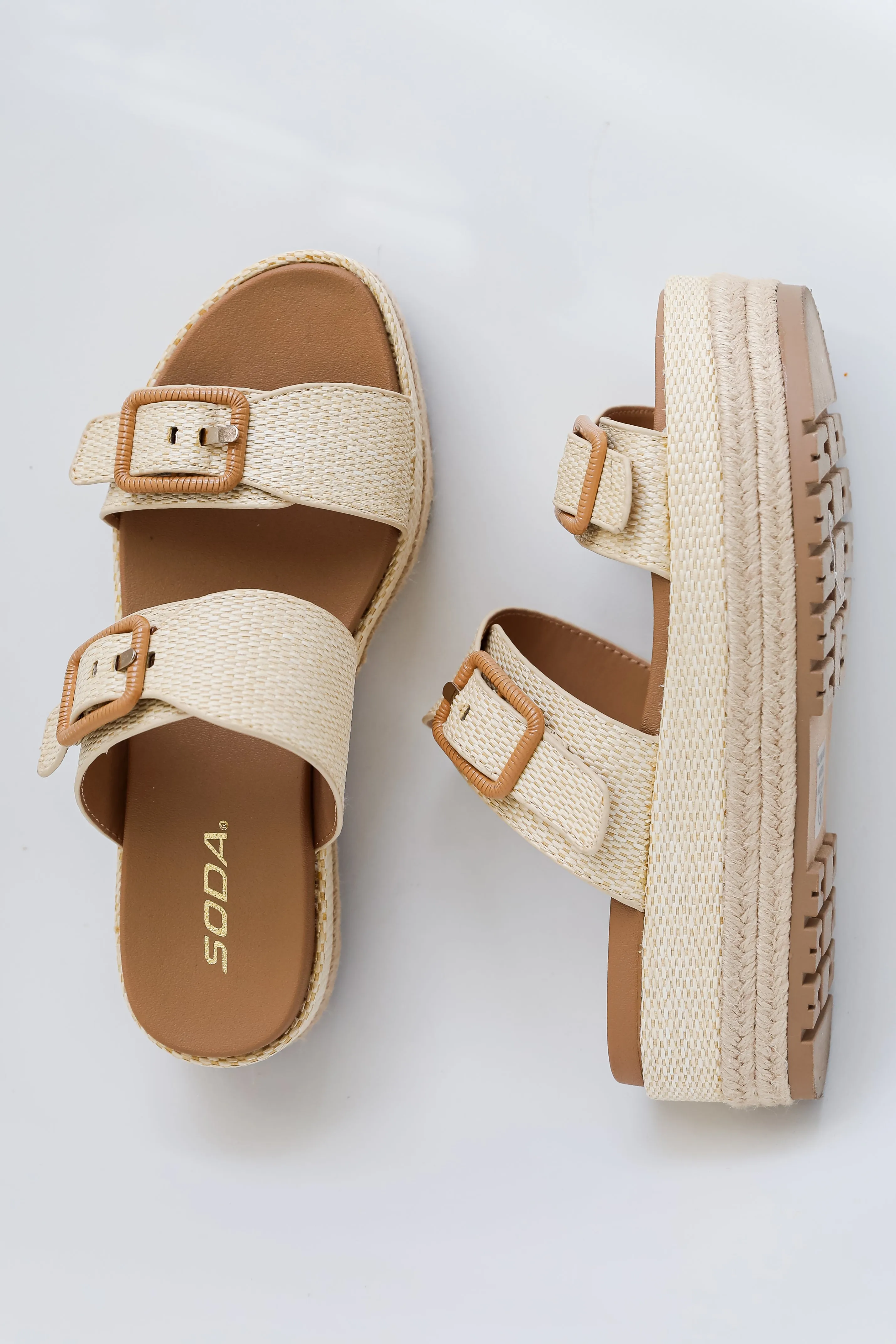 To The Tropics Natural Platform Double Strap Sandals