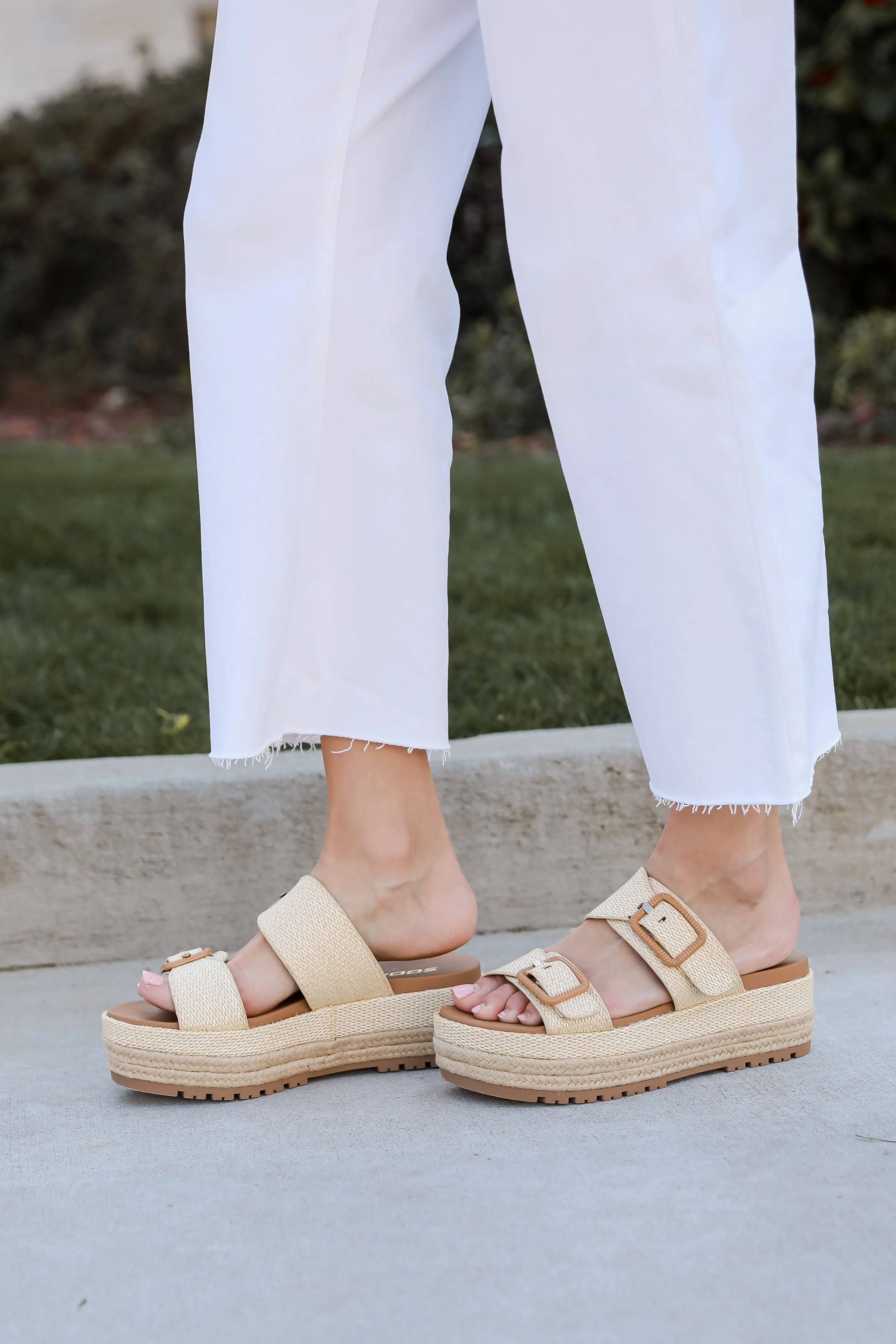 To The Tropics Natural Platform Double Strap Sandals