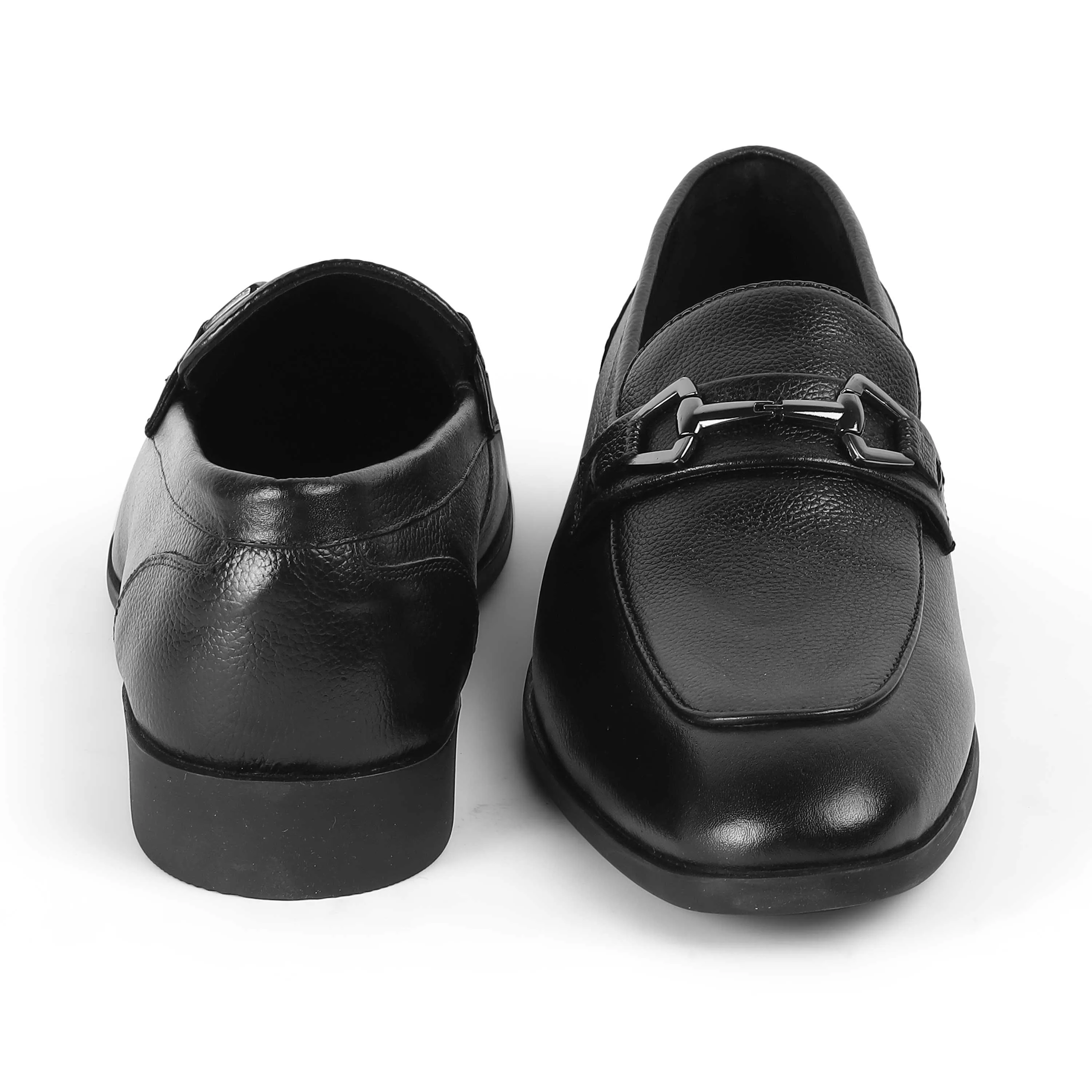 Tresmode Antli Black Men's Leather Loafers