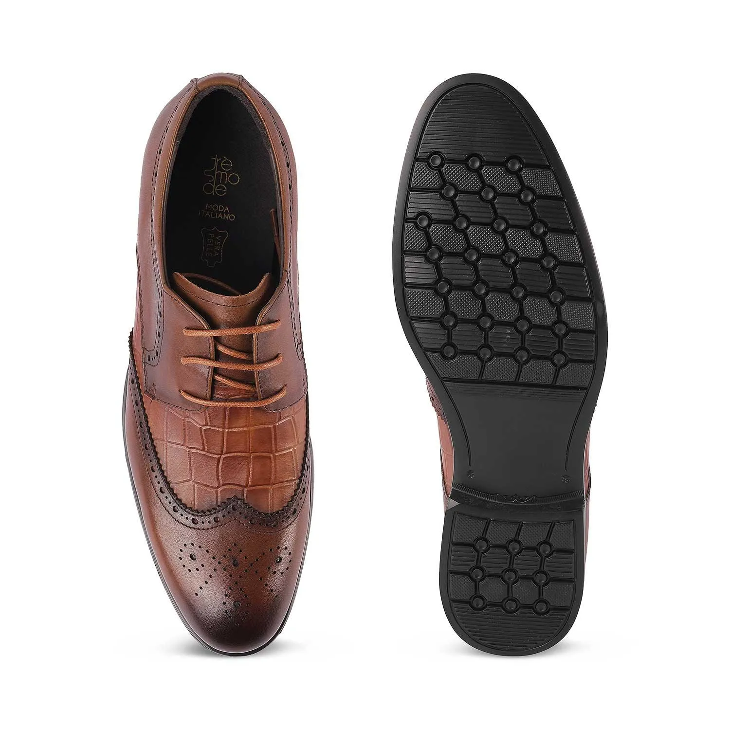 Tresmode Cent Brown Men's Oxford Brogue Lace Ups