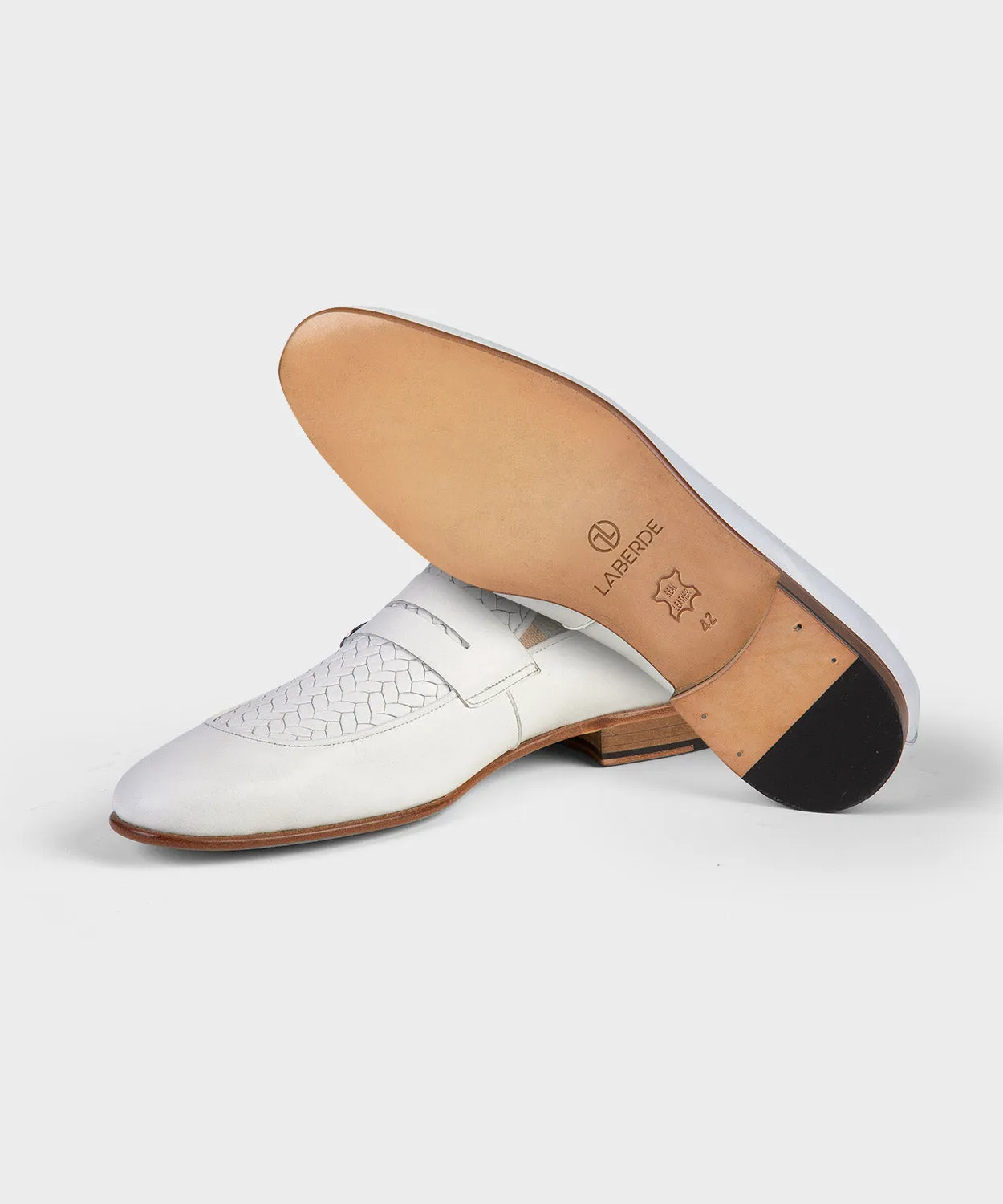 White Woven Loafers