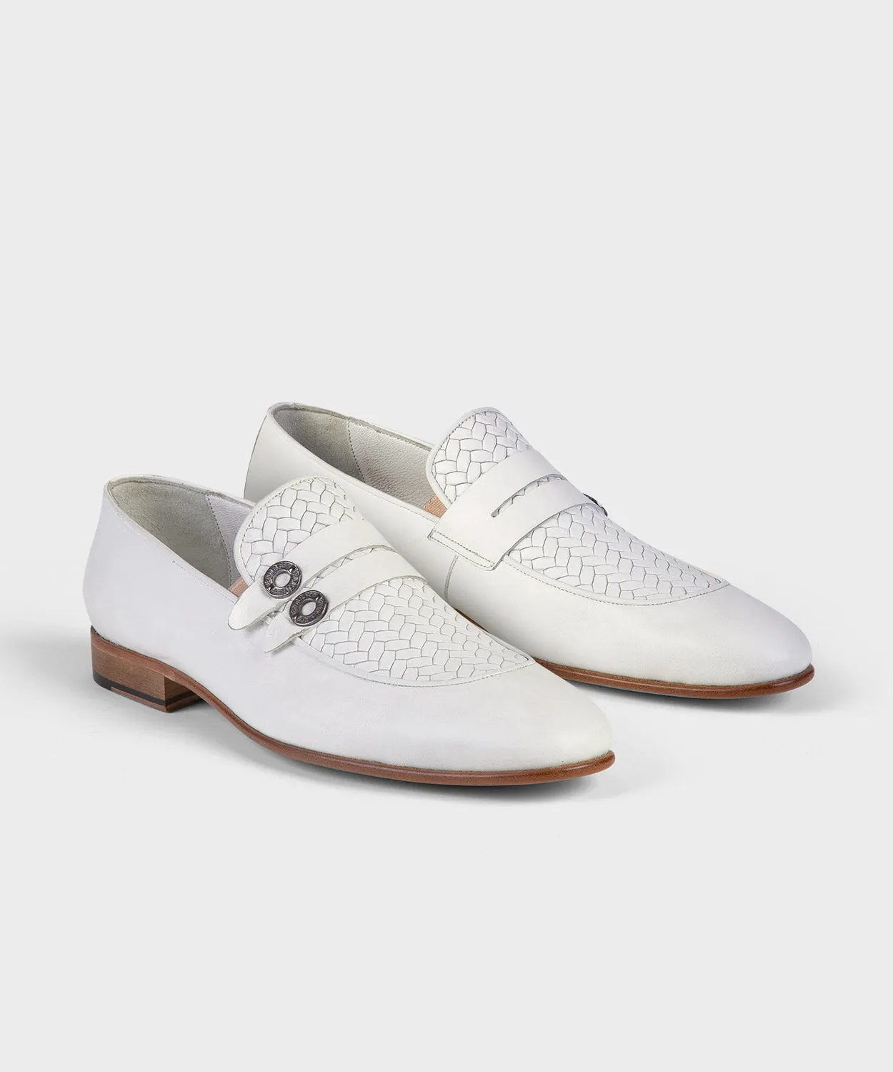 White Woven Loafers