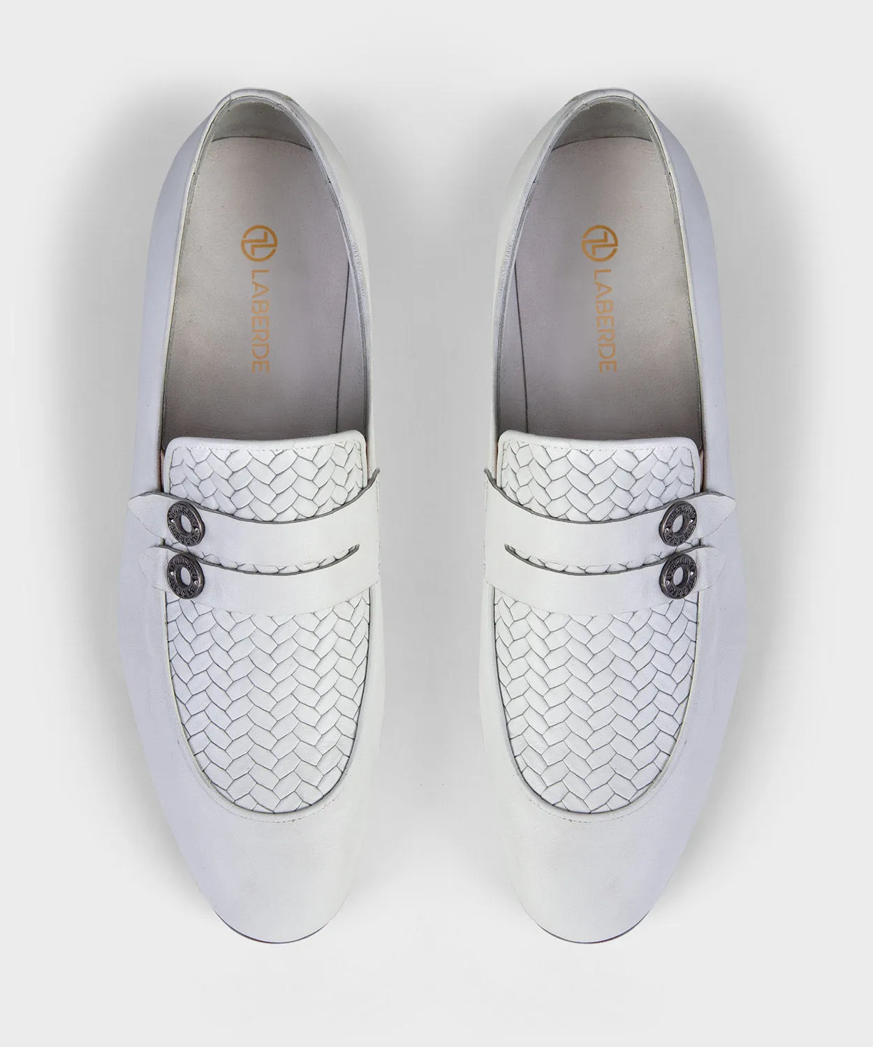 White Woven Loafers