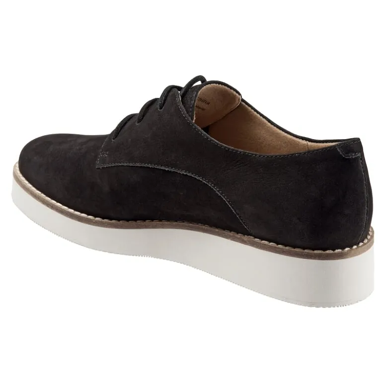 Willis 001 Black Nubuck Oxford with White sole Lace Up Shoes