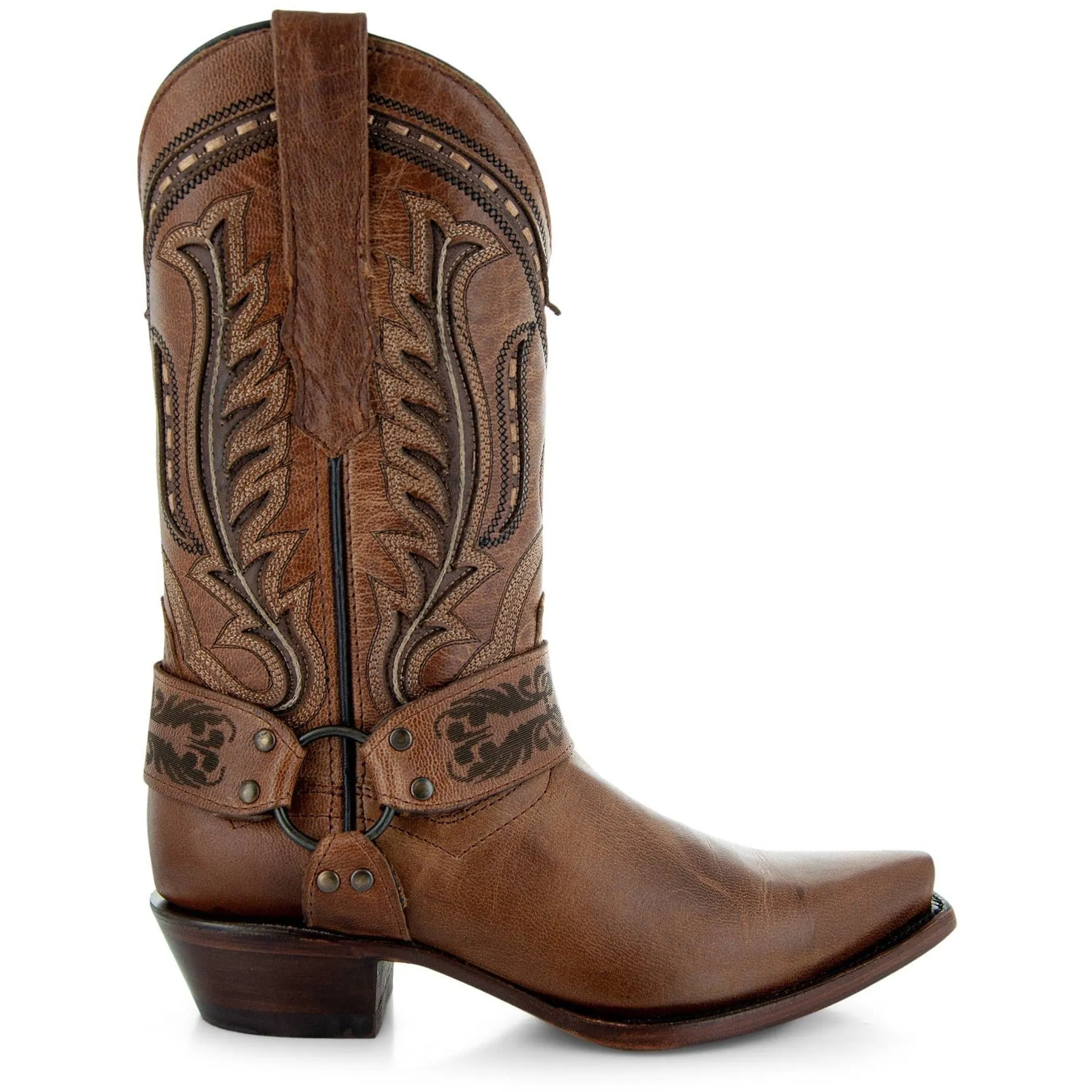 Women's Harness Boots | Brown Leather Harness Boots (M50039)