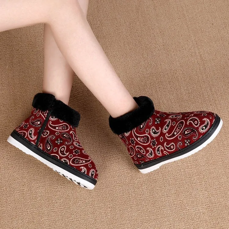 Women's Winter Flower Prined Short Snow Boots