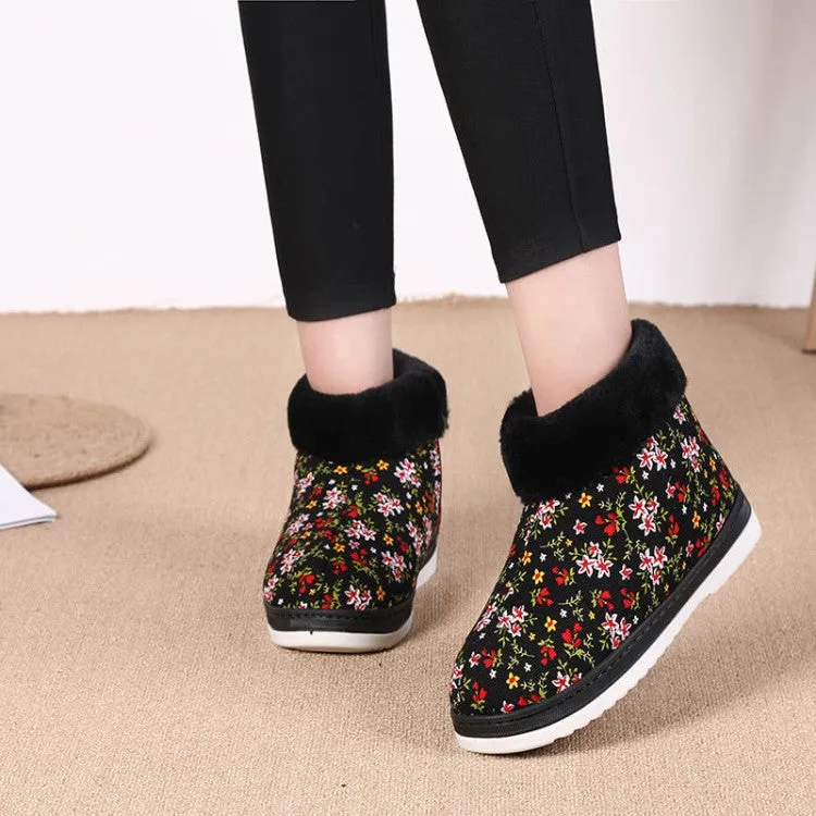 Women's Winter Flower Prined Short Snow Boots